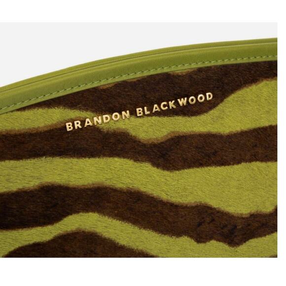 Brandon Blackwood Victoria Clutch in Green Zebra Ponyhair with Brass Hardware - Picture 4 of 14